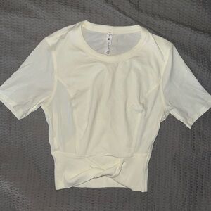 Lululemon Athletica Off White/Pale Yellow t shirt